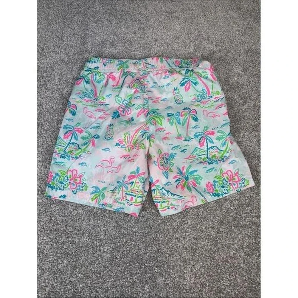 RuggedButts Floral‎ Swim Shorts - White with Teal & Pink Accents boys size 7